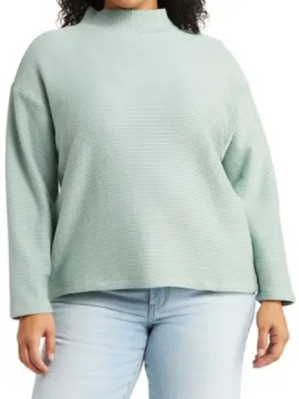 Madewell Funnelneck Drop-Shoulder Top Frosted Sage Oversized Knit 2X